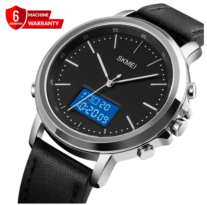 SKMEI Men's Fashion Digital Watch Analog Leather Multifunctional Waterproof Men's Watch 1652 &nbsp;Skemi Men Digital Analog Watch - Without Box