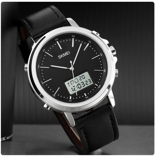 SKMEI Men's Fashion Digital Watch Analog Leather Multifunctional Waterproof Men's Watch 1652 &nbsp;Skemi Men Digital Analog Watch - Without Box