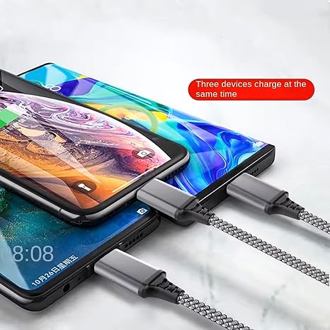 AZ-555 3-in-1 Fast Charging Cable – iPhone, Micro USB, Type-C (Random Color)