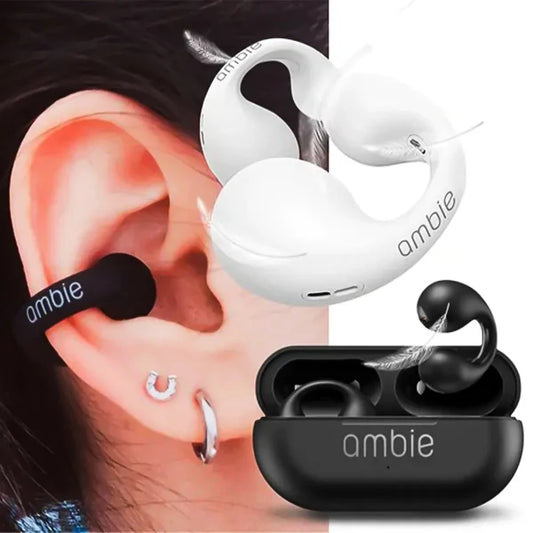 Ambie Wireless Ear Clip Headphones – Sporty Ear Cuffs, Bluetooth, Outdoor Use (Random Color)