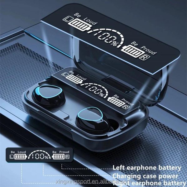 M10 Wireless Bluetooth Earbuds – LED Display, Power Bank Case, High Bass Sound