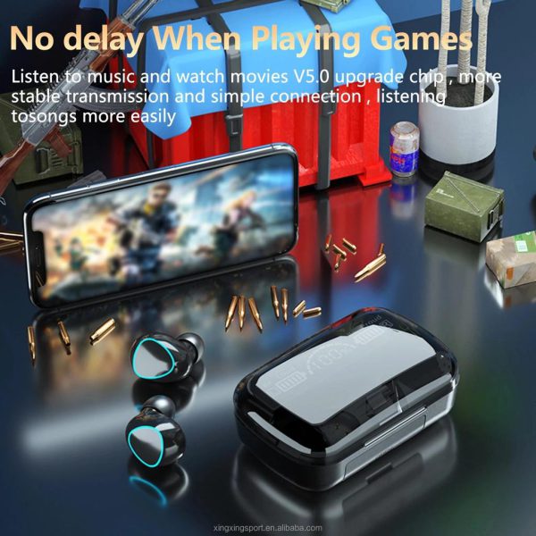 M10 Wireless Bluetooth Earbuds – LED Display, Power Bank Case, High Bass Sound