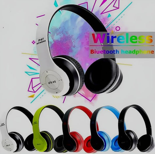 P47 Bluetooth Wireless Headphones – Foldable, FM Radio, SD Card Support