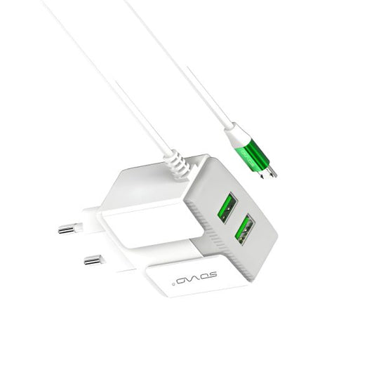 SOVO SG-84 Crystal 3.1A Fast Charger with Dual USB and Micro Cable – High Quality